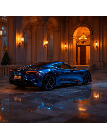 film covering chrome bleu